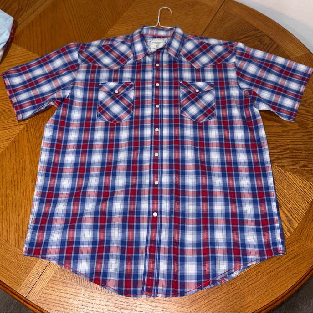 Panhandle Red and Blue Plaid Men's Shirt Short Sleeve